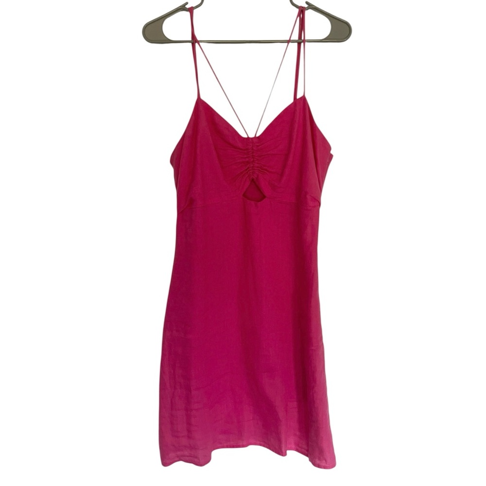 Mango Linen Pink Strappy Dress